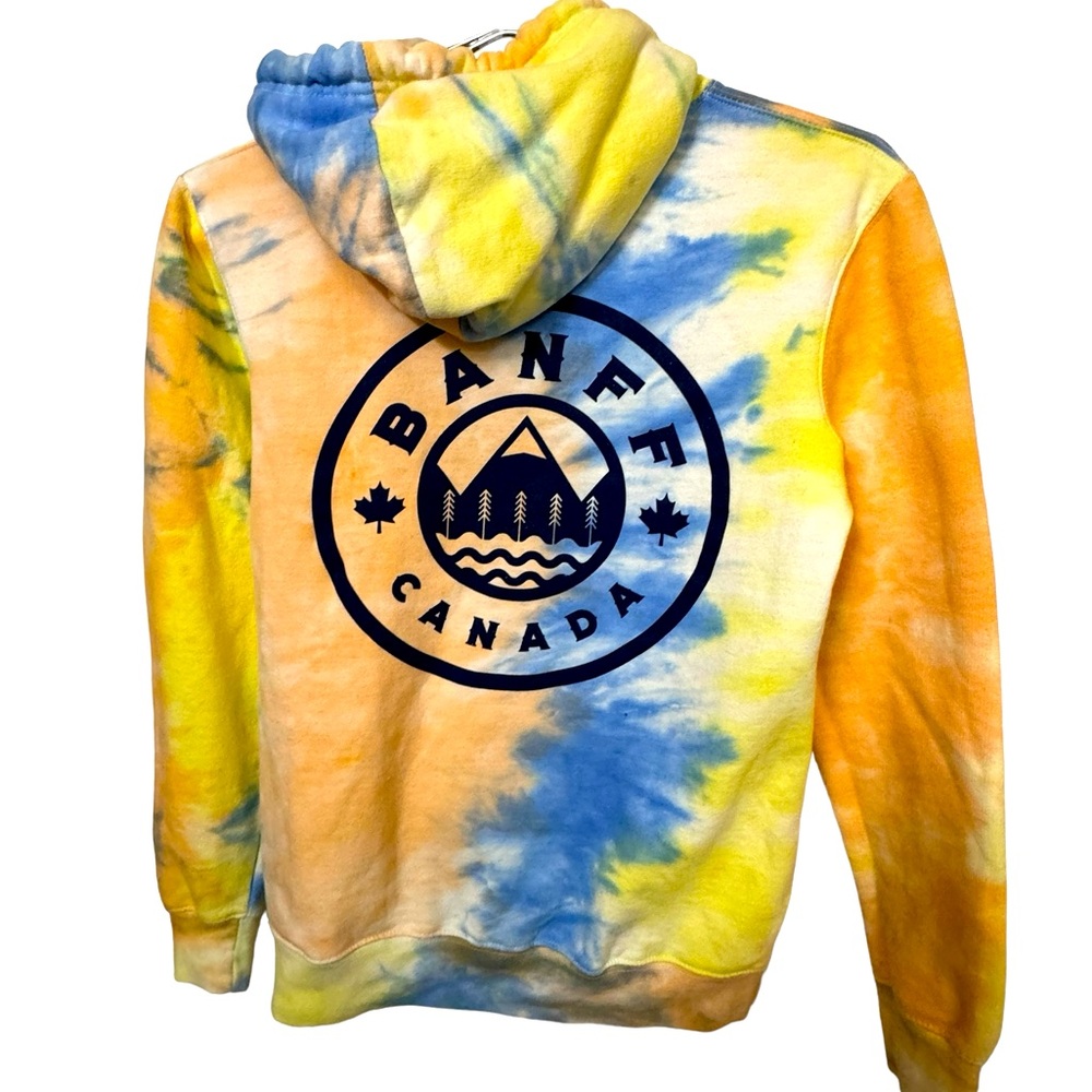 Banff Canada Tie Dye Yellow Women’s S Retro High End Hoodie MINTY